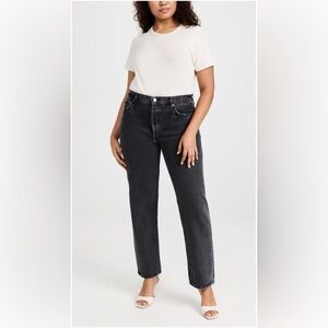 AGOLDE 90s Pinch Waist High Rise Straight Jeans (Color Black Tea)